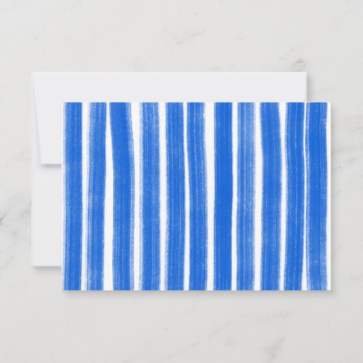 Brushstrokes Stripes Blauw Custom Bar Bat Mitswa RSVP Kaartje (Achterkant)