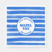 Brushstrokes Stripes Blauw Custom Bar Bat Mitswa Servet (Voorkant)