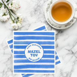 Brushstrokes Stripes Blauw Custom Bar Bat Mitswa Servet