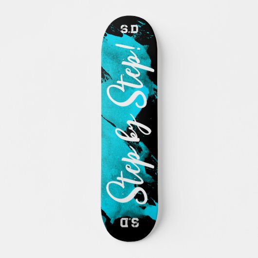 Brushy Cyan Black Persoonlijk Skateboard (Voorkant)