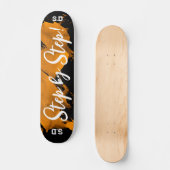 Brushy Oranje Black Persoonlijk Skateboard (Voorkant)