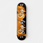 Brushy Oranje Black Persoonlijk Skateboard (Voorkant)