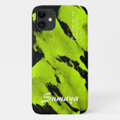 Brushy Zwart & Groen iPhone 11 Hoesje | (Achterkant)