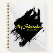 Brushy zwart & wit spiraal schetsboek notitieboek (Voorkant)