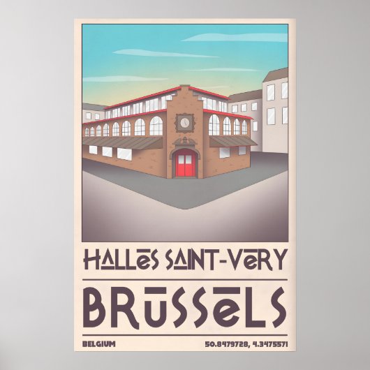 Brussel Architectuurprint Halles Saint-Very Poster (Voorkant)