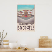 Brussel Architectuurprint Halles Saint-Very Poster (Keuken)