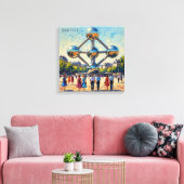 Brussel Atomium Iconisch Monument Uitgerekte Canva Canvas Afdruk (Insitu (Woonkamer))
