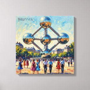 Brussel Atomium Iconisch Monument Uitgerekte Canva Canvas Afdruk