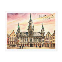 Brussel België Aquarel Grote Markt