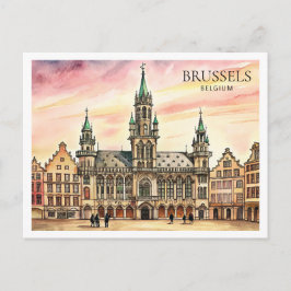 Brussel België Aquarel Grote Markt Feestdagenkaart