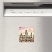 Brussel België Aquarel Grote Markt Magneet (Insitu (Vaatwasser))