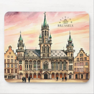 Brussel België Aquarel Grote Markt Muismat