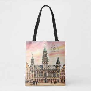 Brussel België Aquarel Grote Paleis Tote Bag