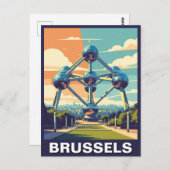 Brussel België Atomium Reizen Briefkaart (Voorkant / Achterkant)