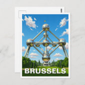 Brussel België Atomium Reizen Briefkaart (Voorkant / Achterkant)