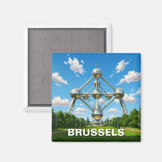 Brussel België Atomium Reizen Magneet (Voorkant / Achterkant)