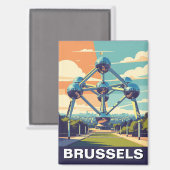  Brussel België Atomium Reizen Magneet (Voorkant / Achterkant)
