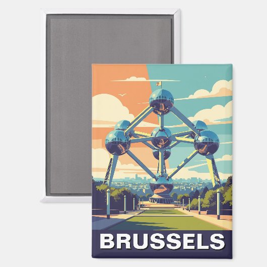  Brussel België Atomium Reizen Magneet (Voorkant / Achterkant)