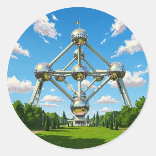Brussel België Atomium Reizen Ronde Sticker (Voorkant)