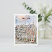 Brussel België Beroemde Reis Waterverf Briefkaart (Staand voorkant)
