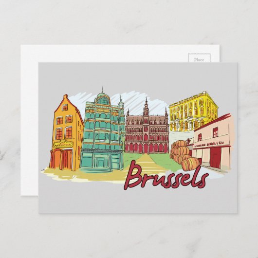 Brussel, België beroemde stad Briefkaart (Voorkant / Achterkant)