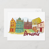Brussel, België beroemde stad Briefkaart (Voorkant / Achterkant)