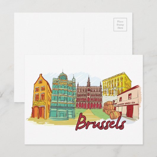 Brussel, België beroemde stad Briefkaart (Voorkant / Achterkant)