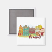 Brussel, België beroemde stad Magneet (Voorkant / Achterkant)
