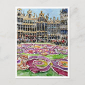 Brussel België Bloemtapijt Waterverf Schilderij Briefkaart (Voorkant)