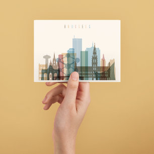 Brussel, België   City Skyline Briefkaart