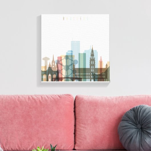 Brussel, België | City Skyline Canvas Afdruk (Insitu (Woonkamer))