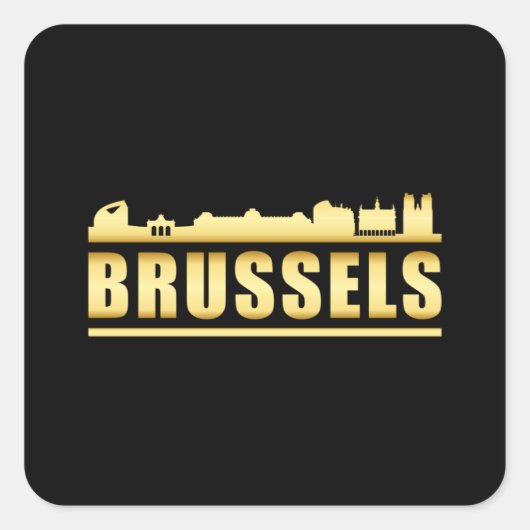 Brussel België City Skyline Cityscape Funny Gift Vierkante Sticker (Voorkant)
