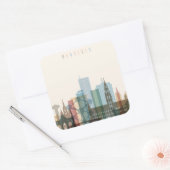 Brussel, België | City Skyline Vierkante Sticker (Envelop)