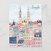 Brussel België Gouache Schilderillustratie Reizen Briefkaart (Voorkant)