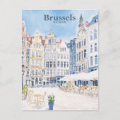 Brussel België Gouache Schilderillustratie Reizen Briefkaart (Voorkant)