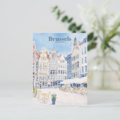 Brussel België Gouache Schilderillustratie Reizen Briefkaart (Staand voorkant)