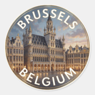 Brussel België Grote Markt Historische Architectuu Ronde Sticker