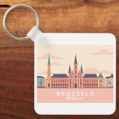 Brussel België Grote Markt Pastelreizen Sleutelhanger (Voorkant)