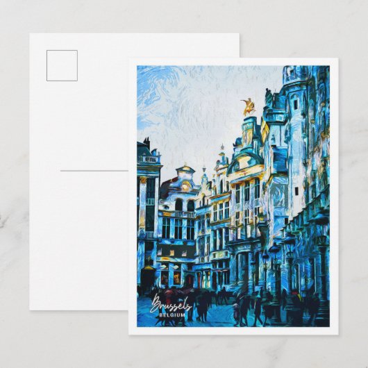 Brussel België Mooie olieverfstad Briefkaart (Voorkant / Achterkant)