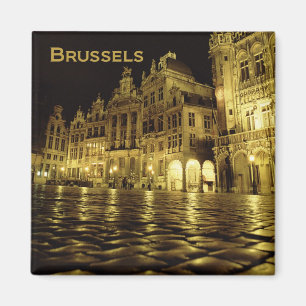 Brussel België Nachtelijke Souvenir Fridge Magnet