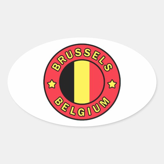 Brussel België Ovale Sticker (Voorkant)