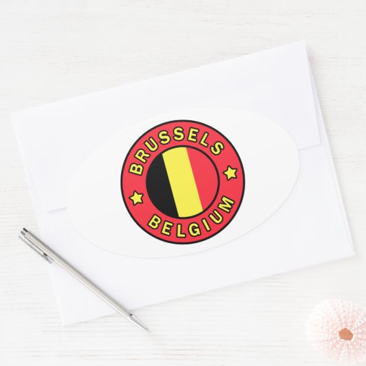 Brussel België Ovale Sticker (Envelop)