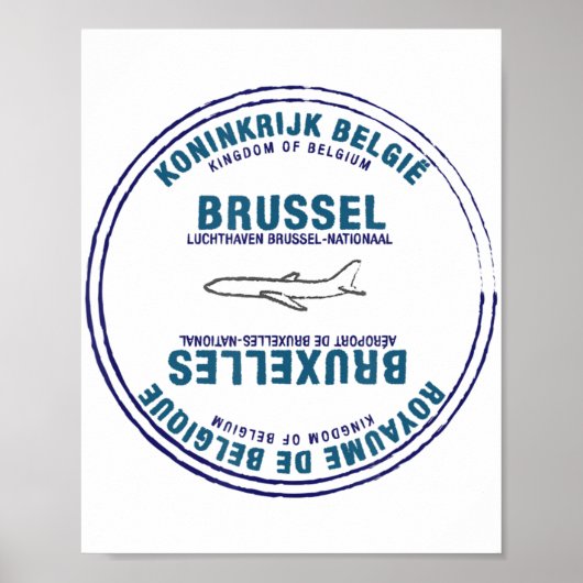 Brussel België Paspoortstempel Vacis Reis Poster (Voorkant)