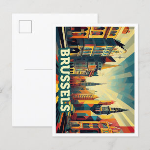 Brussel België Reis artistiek kleurrijk Briefkaart