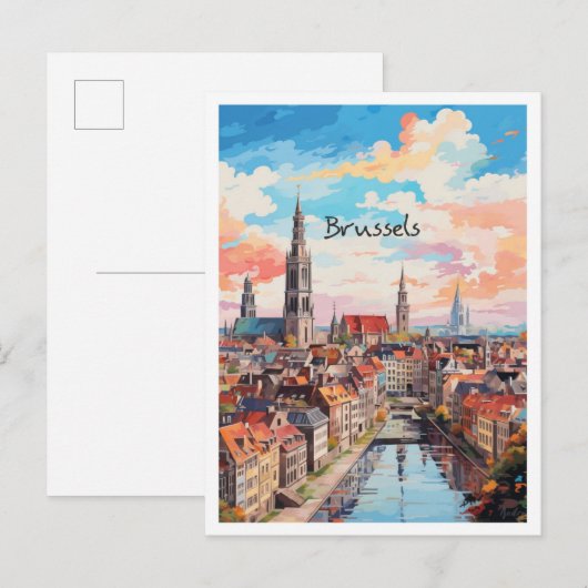 Brussel België Reis Esthetiek Briefkaart (Voorkant / Achterkant)