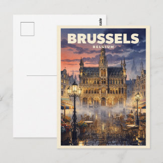 Brussel België Reis in Retro Stijl Briefkaart