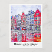 Brussel België Reis Waterverf Briefkaart (Voorkant)