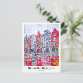 Brussel België Reis Waterverf Briefkaart (Staand voorkant)