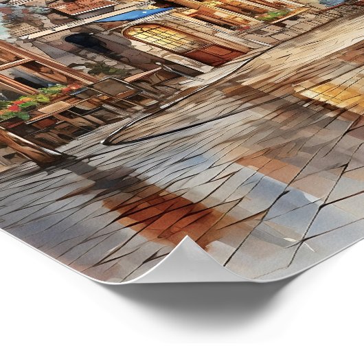 Brussel België Reizen Waterverf Kunst Print (Hoek)