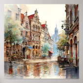Brussel België Reizen Waterverf Kunst Print (Voorkant)
